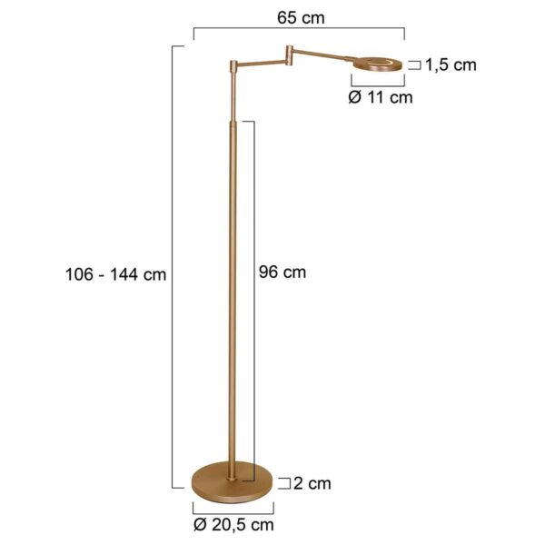 Oplaadbare bronskleurige vloerlamp met leesarm ingebouwde dimfunctie Steinhauer Soleil - Image 7