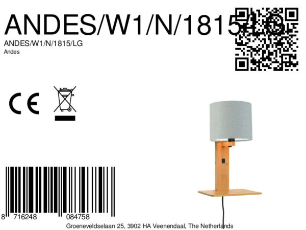 Lichtgrijze plateau wandlamp naturel GOOD&MOJO Andes - Image 7