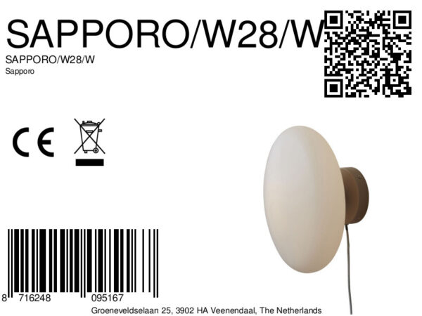 Wandlamp metaal glas wit Scandinavisch It's About RoMi Sapporo - Image 8