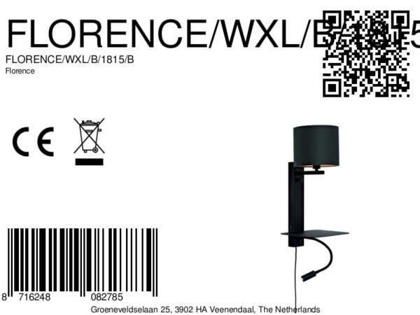 Moderne zwart katoen metalen wandlamp It's About RoMi Florence - Image 11