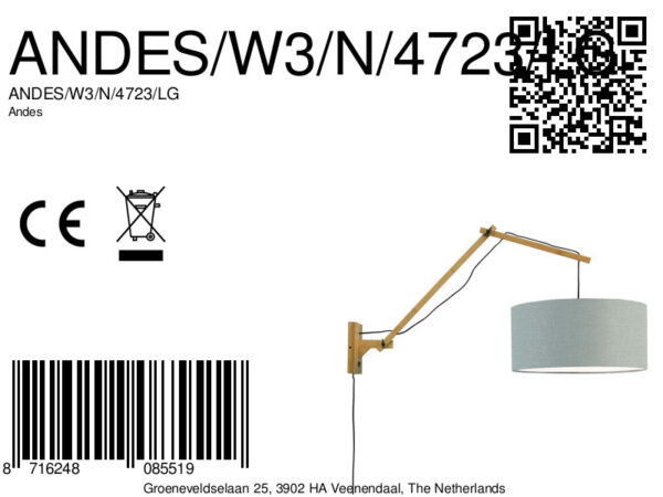 Lichtgrijze wandlamp dubbelgewricht breed GOOD&MOJO Andes - Image 7
