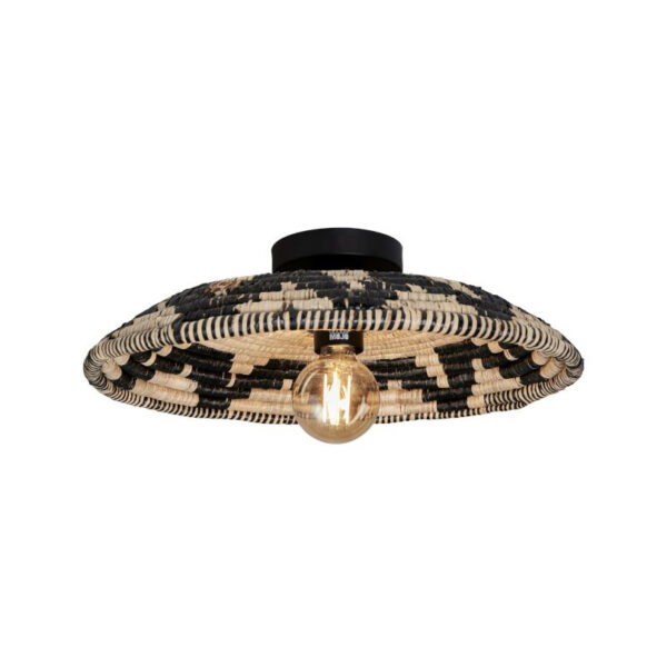 Plafondlamp zwart/naturel zeegras koepelvorm GOOD&MOJO Andros