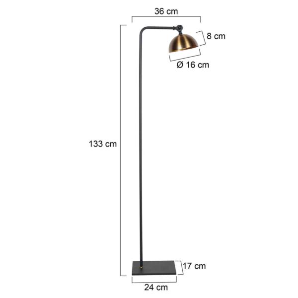 Retro zwarte vloerlamp bronze kap Steinhauer Pintino - Image 7