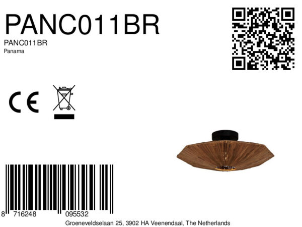 Achthoekige plafondlamp bruin raffia GOOD&MOJO Panama - Image 9