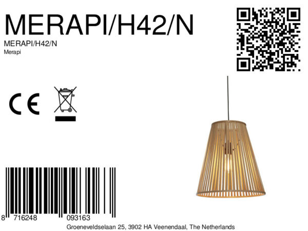 Naturel conische hanglamp bamboe L GOOD&MOJO Merapi - Image 12