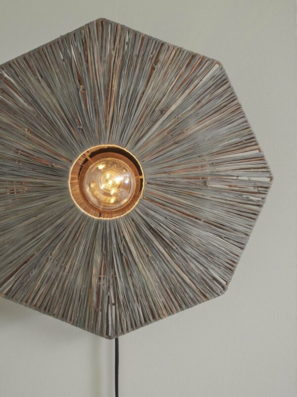 Wandlamp achthoek grijs raffia GOOD&MOJO Panama - Image 6