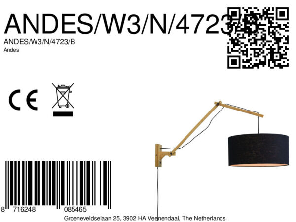 Zwarte wandlamp dubbelgewricht breed GOOD&MOJO Andes - Image 7