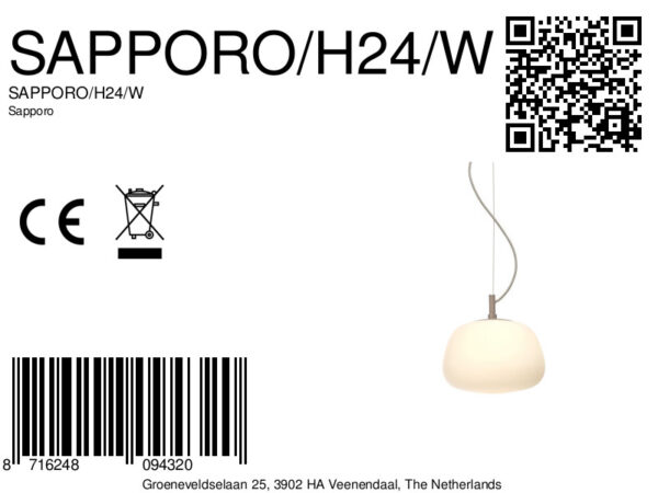 Hanglamp Scandinavisch metaal wit-glas It's About RoMi Sapporo - Image 11
