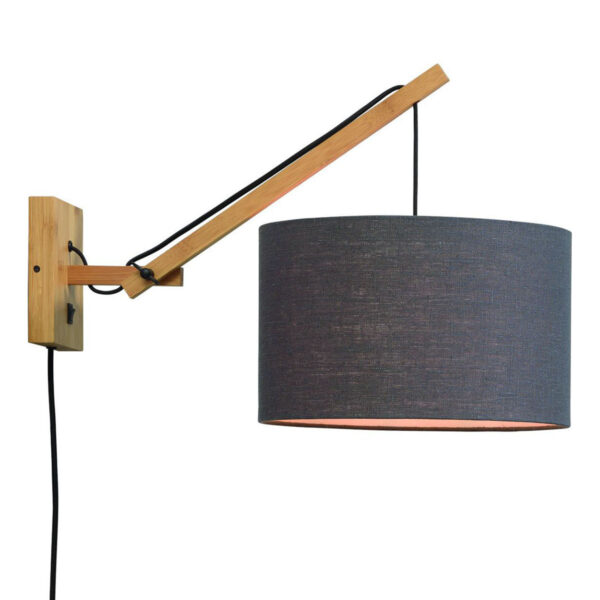Donkergrijze wandlamp enkelgewricht naturel GOOD&MOJO Andes