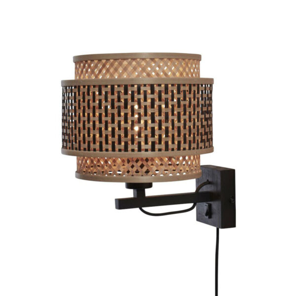 Zwart naturel bamboe boheemse wandlamp GOOD&MOJO Bhutan