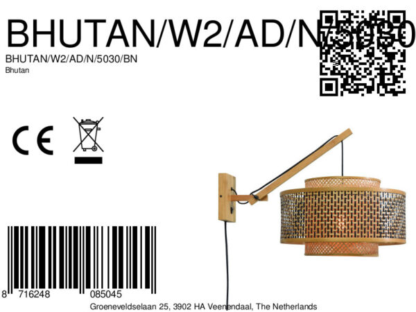 Dubbelkap wandlamp bamboe naturel L GOOD&MOJO Bhutan - Image 9