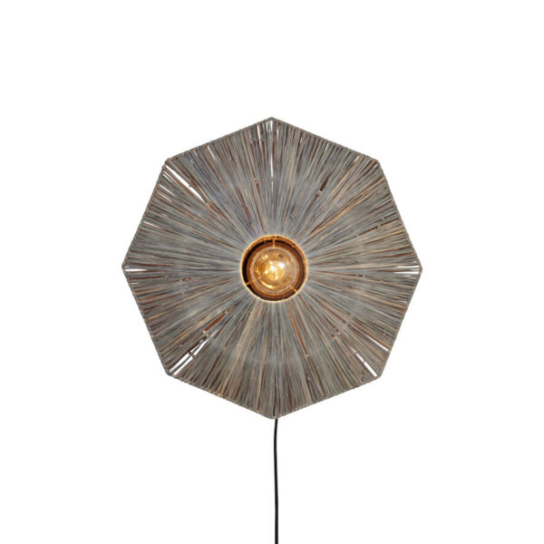 Wandlamp achthoek grijs raffia GOOD&MOJO Panama