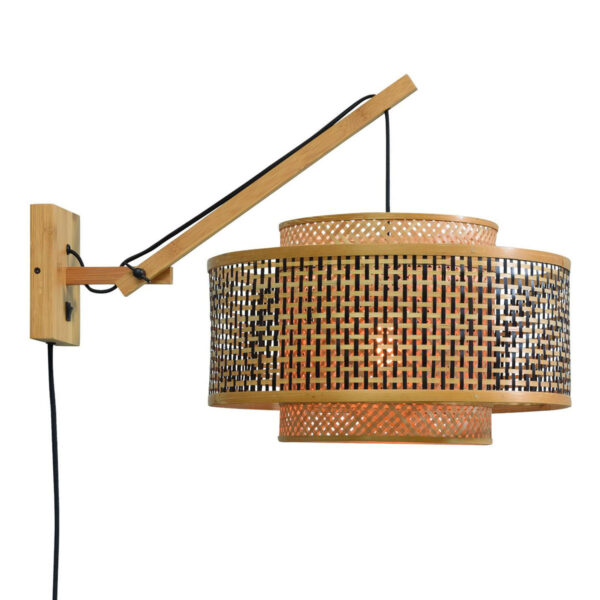 Dubbelkap wandlamp bamboe naturel L GOOD&MOJO Bhutan