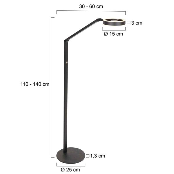 Metalen vloerlamp modern zwart Steinhauer Ringlux - Image 6