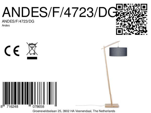 Vloerlamp bohemian grijs linnen GOOD&MOJO Andes - Image 8