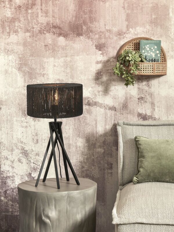 Bohemien tafellamp zwart bamboe-riet GOOD&MOJO Iguazu - Image 2