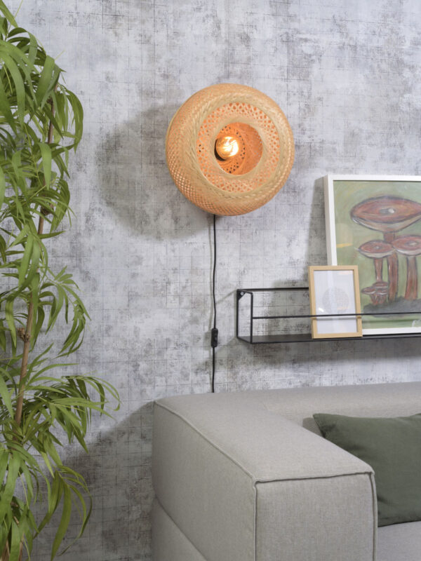 Naturel zwart bamboe wandlamp bohemian GOOD&MOJO Palawan - Image 2
