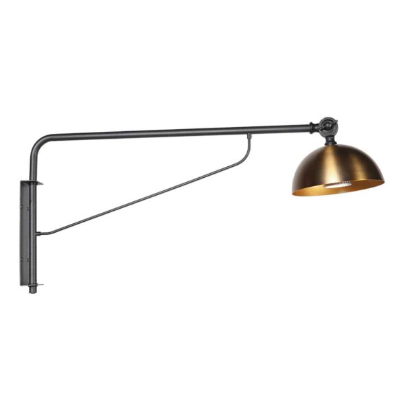 Zwarte wandlamp retro bronze kap Steinhauer Pintino