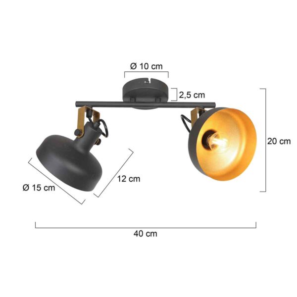 Industriële wandlamp metaal zwart Mexlite Prato - Image 6