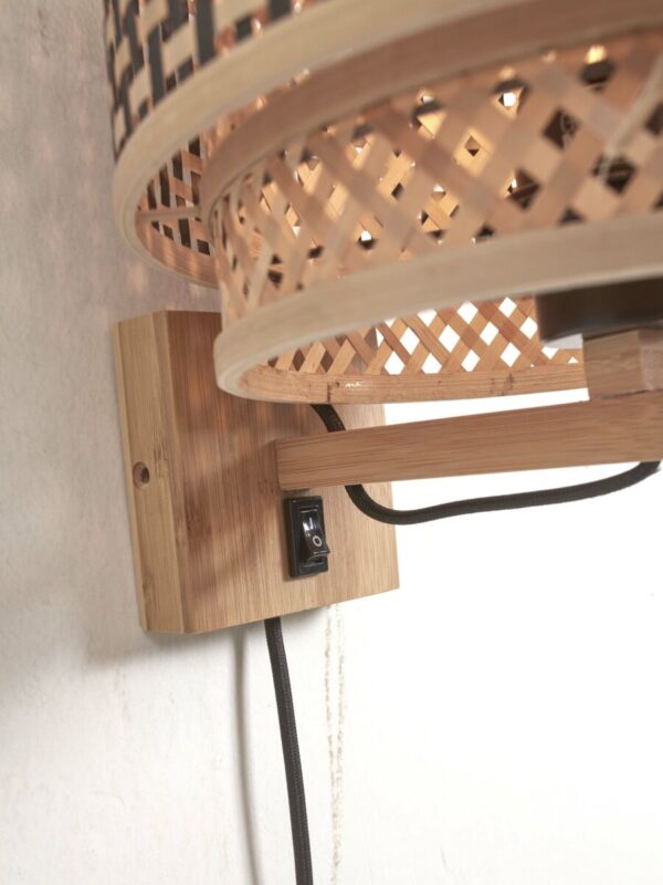 Bamboe bohemian wandlamp zwart naturel GOOD&MOJO Bhutan - Image 3