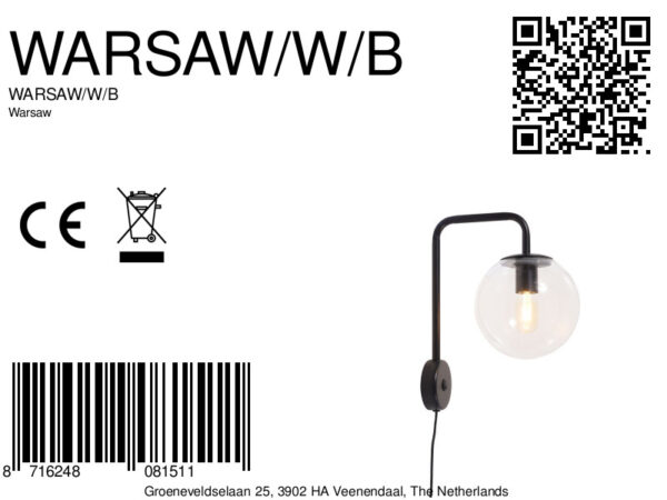 Metalen moderne wandlamp zwart It's About RoMi Warsaw - Image 8