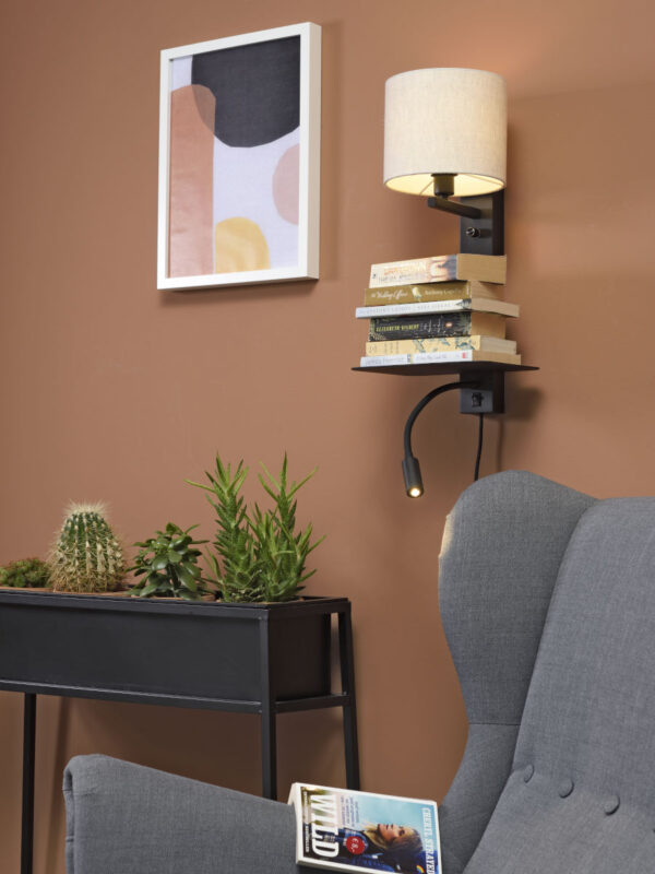 Moderne grijze metalen linnen wandlamp It's About RoMi Florence - Image 4