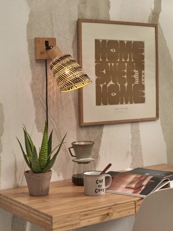 Bohemian bamboe zwart naturel wandlamp GOOD&MOJO Java - Image 2