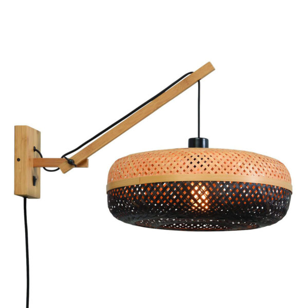 Bamboe naturel zwarte wandlamp bohemian GOOD&MOJO Palawan