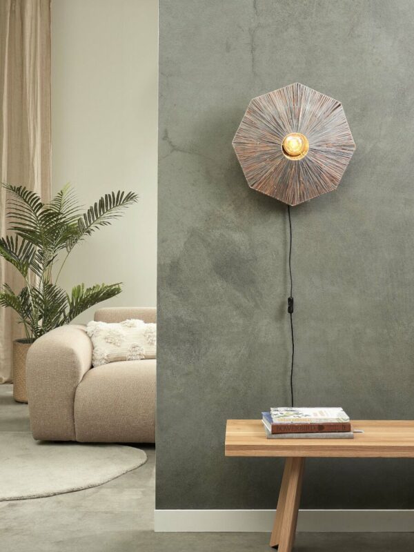 Wandlamp achthoek grijs raffia GOOD&MOJO Panama - Image 5