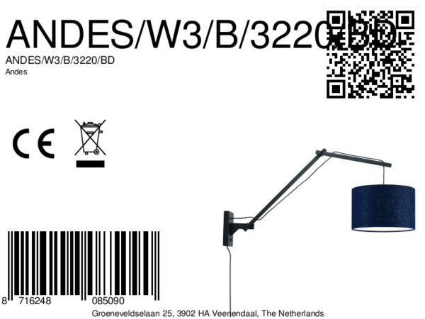 Blauwe wandlamp dubbelgewricht GOOD&MOJO Andes - Image 7