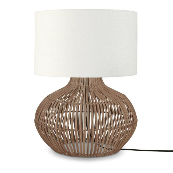 Witte ronde tafellamp rotan/linnen GOOD&MOJO Kalahari