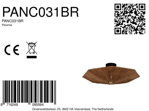 Achthoekige raffia plafondlamp bruin L GOOD&MOJO Panama - Image 9