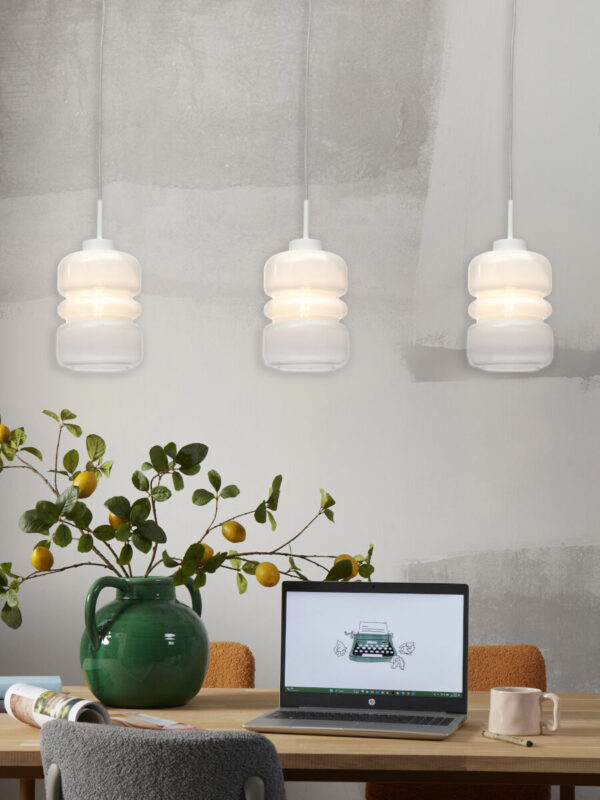 Witte klassieke glazen metalen hanglamp It's About RoMi Verona - Image 9