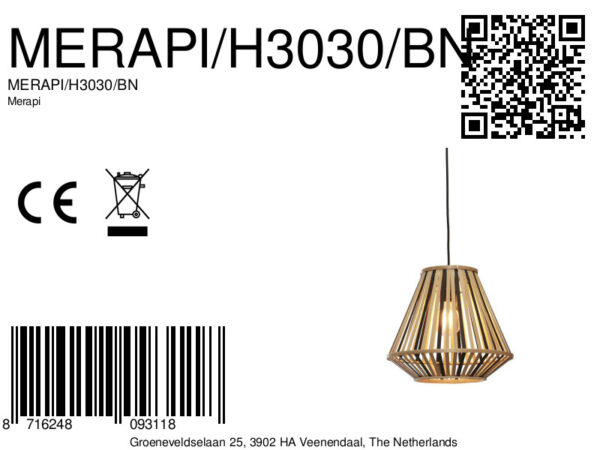 Lantaarn hanglamp zwart/naturel bamboe GOOD&MOJO Merapi - Image 6