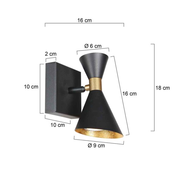 Trendy metalen zwarte wandlamp Anne Lighting Preto - Image 6