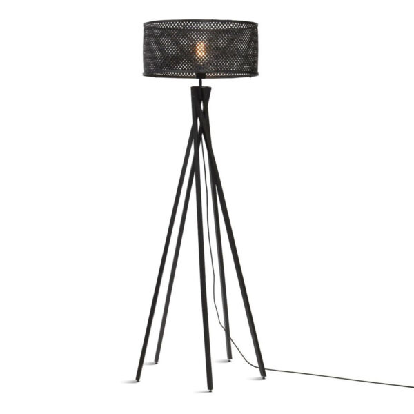 Zwarte bohemien vloerlamp bamboe GOOD&MOJO Java