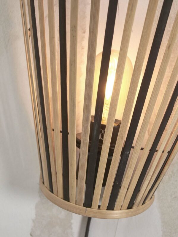 Zwart/naturel bamboe wandlamp halfopen GOOD&MOJO Merapi - Image 6