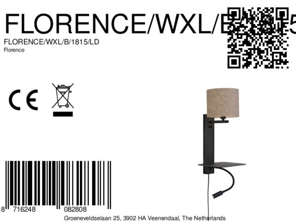 Grijze wandlamp modern linnen metaal It's About RoMi Florence - Image 11
