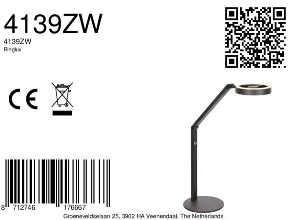 Metalen zwarte tafellamp modern Steinhauer Ringlux - Image 13