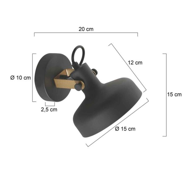 Metalen zwarte wandlamp industrieel Mexlite Prato - Image 6