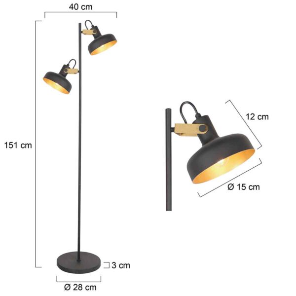 Trendy zwarte vloerlamp metaal Mexlite Prato - Image 7