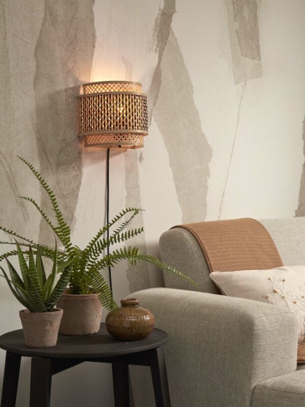 Halfronde wandlamp boheems naturel zwart GOOD&MOJO Bhutan - Image 2