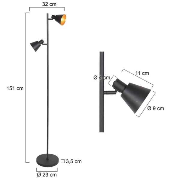 Metalen vloerlamp zwart retro Mexlite Oeroe - Image 7
