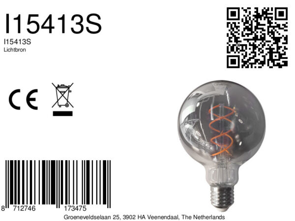 Dimbare balvormige lichtbron met rookglas E27 Mexlite - Image 6