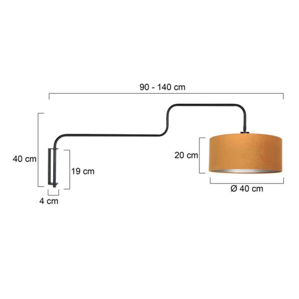 Metalen wandlamp trendy gouden veloursstof Steinhauer Bloeba - Image 6