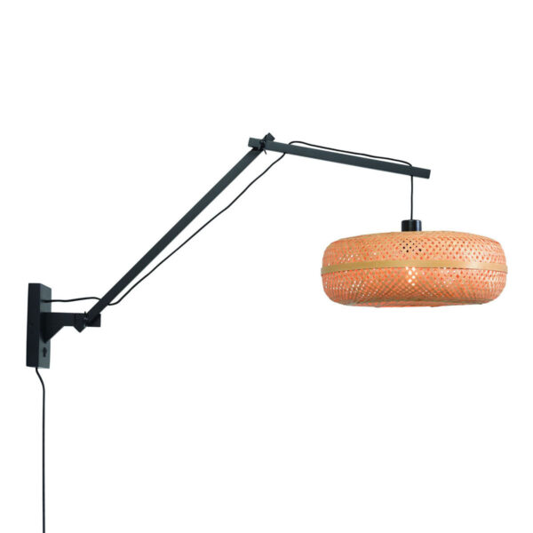Ronde zwart naturel bohemian wandlamp GOOD&MOJO Palawan