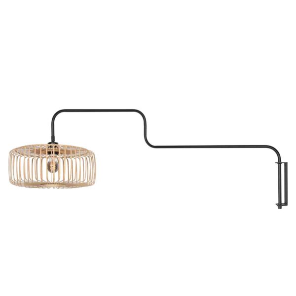 Zwarte draaibare wandlamp bamboe kap Steinhauer Bloeba - Image 2