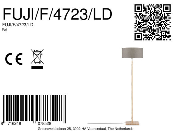 Grijze bamboe vloerlamp linnen Scandinavisch GOOD&MOJO Fuji - Image 6