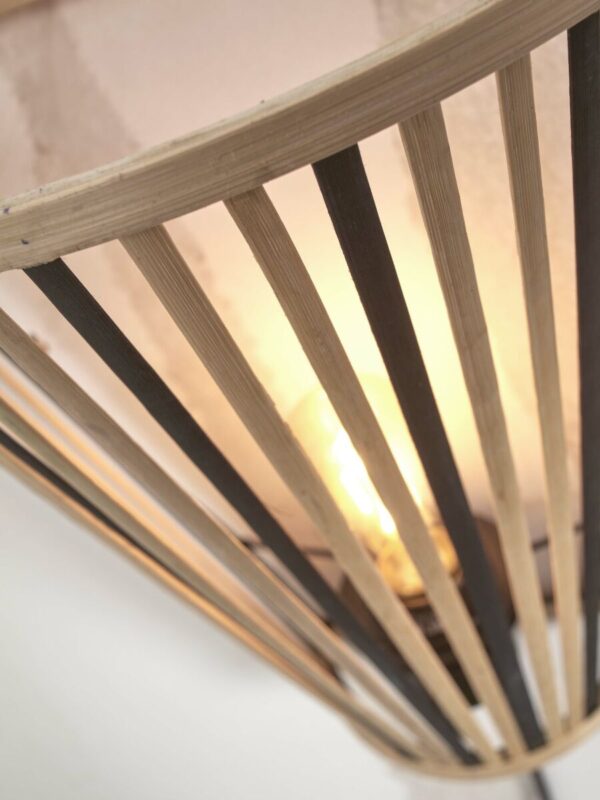 Zwart/naturel bamboe wandlamp halfopen GOOD&MOJO Merapi - Image 8