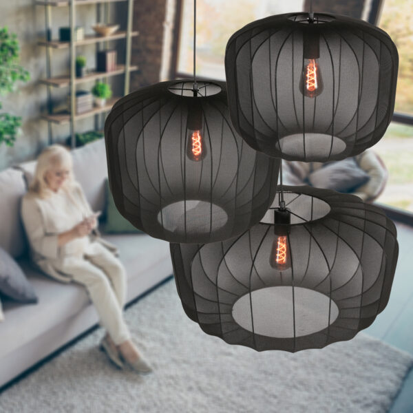 Zwarte japandi hanglamp textiel Anne Lighting Sable - Ø60 cm - Image 2